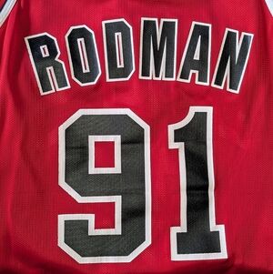 Vintage 90s Champion Dennis Rodman Chicago Bulls Jersey Mens 40 Basketball NBA